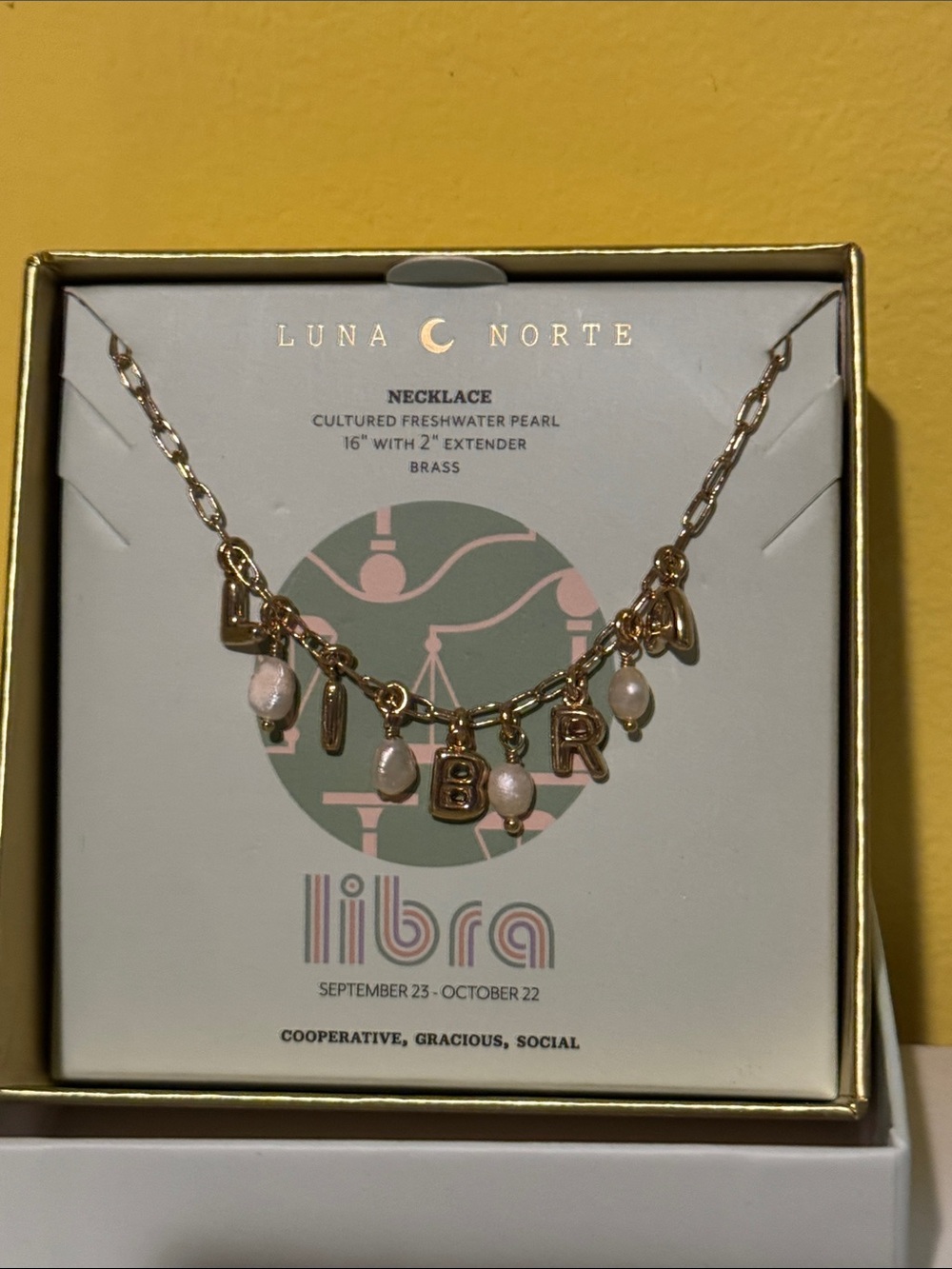 NIB Luna Norte Libra charm necklace.